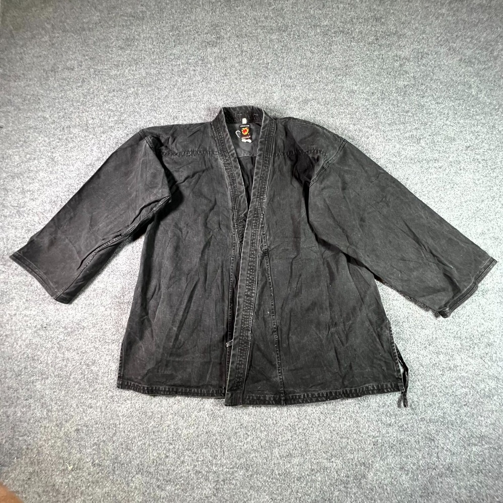 Vintage Dragon Kimono Adult Size 6 Washed Charcoal Open Front Karate MMA Jacket